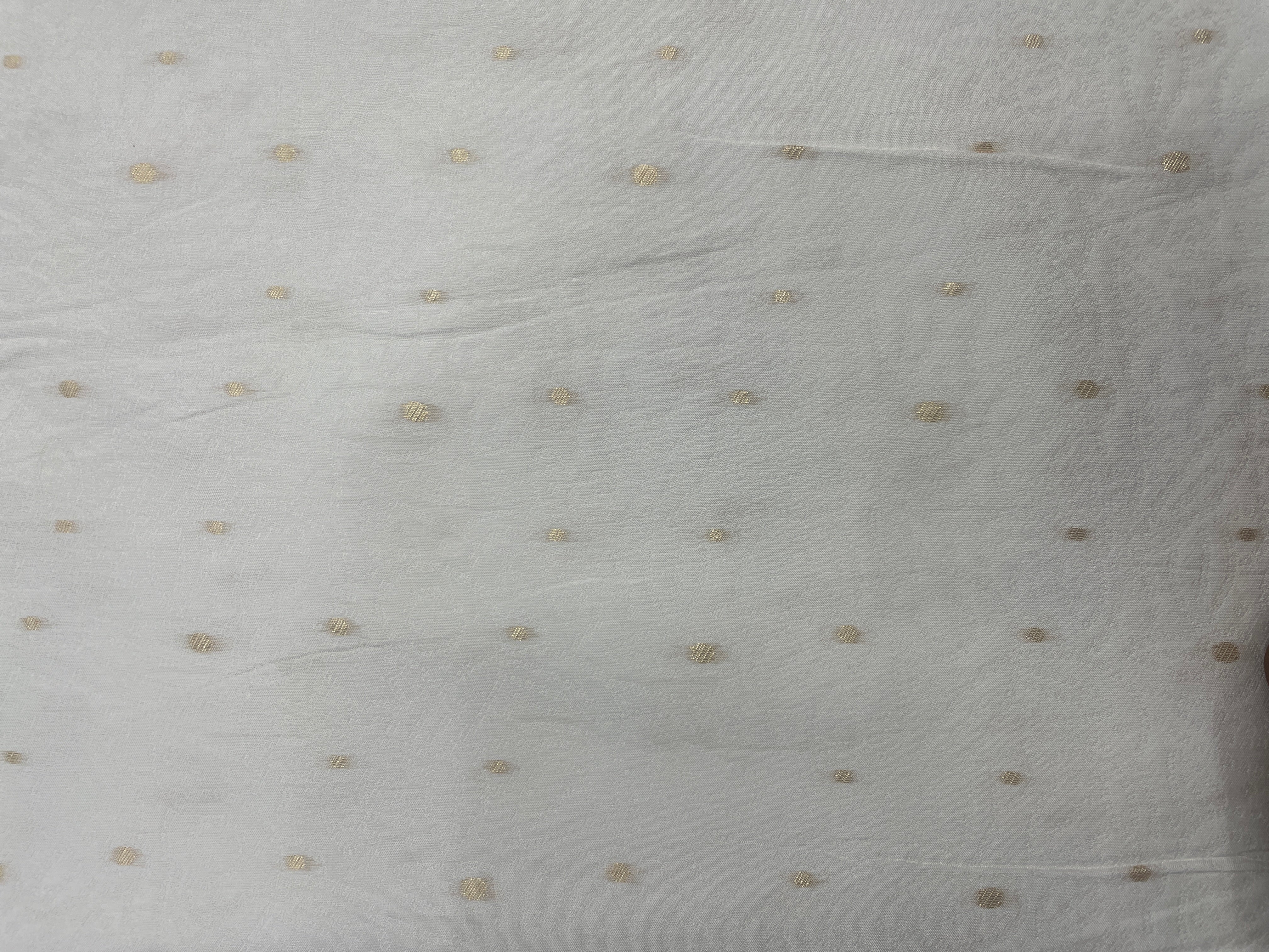 White Dots Dyeable Dola Silk Self Zari Fabric - Kapda Shop