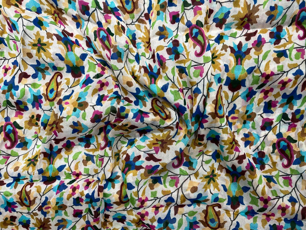 Multicolor Abstract Chiffon Fabric - Kapda Shop