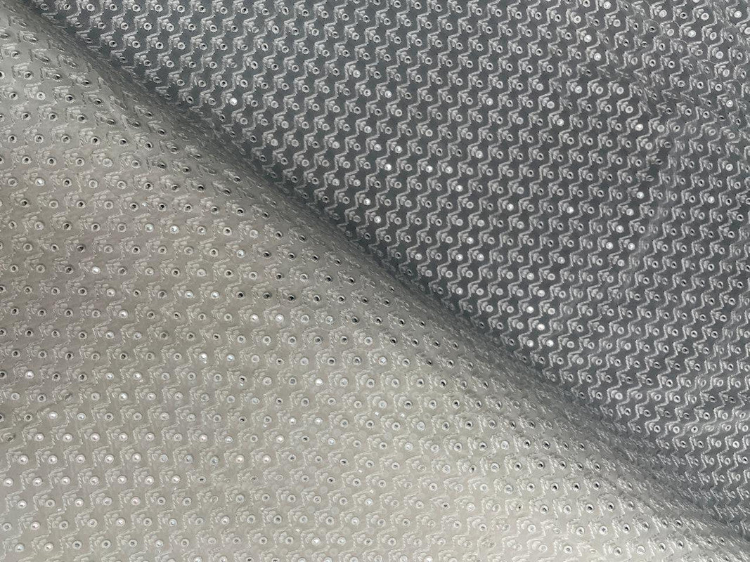 White Dyeable Floral Embroidered Georgette Fabric - Kapda Shop