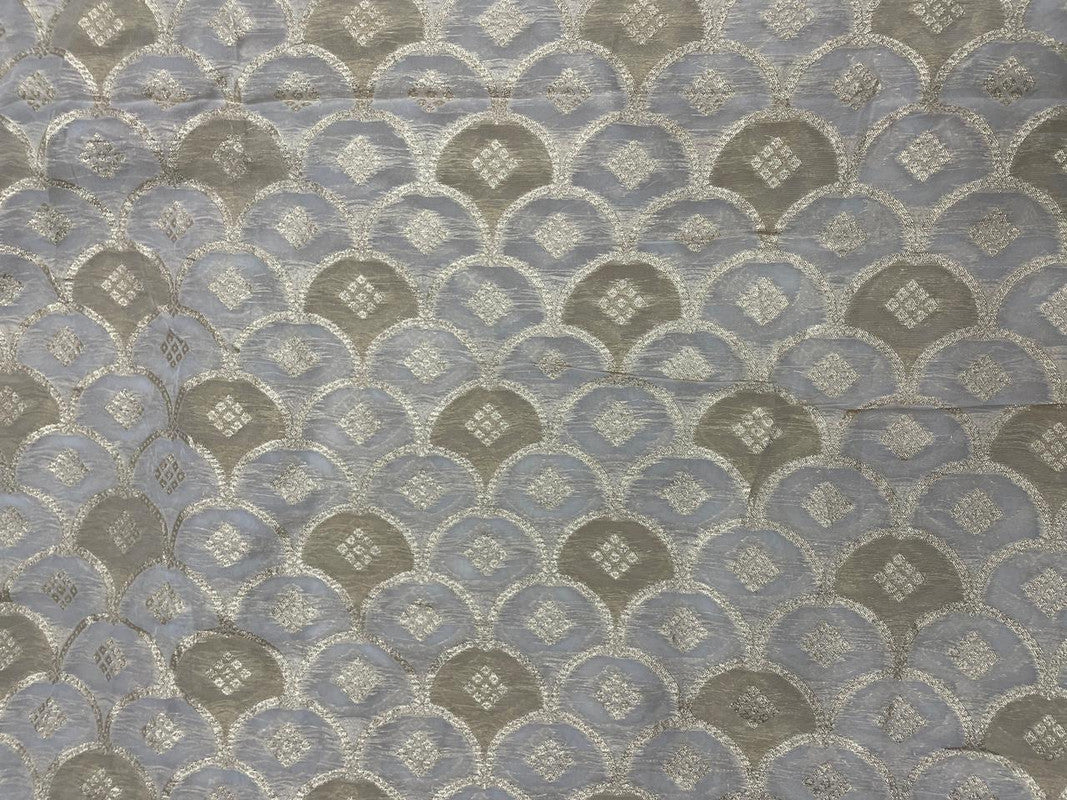 Golden Geometric Dyeable Viscose Organza Fabric - Kapda Shop