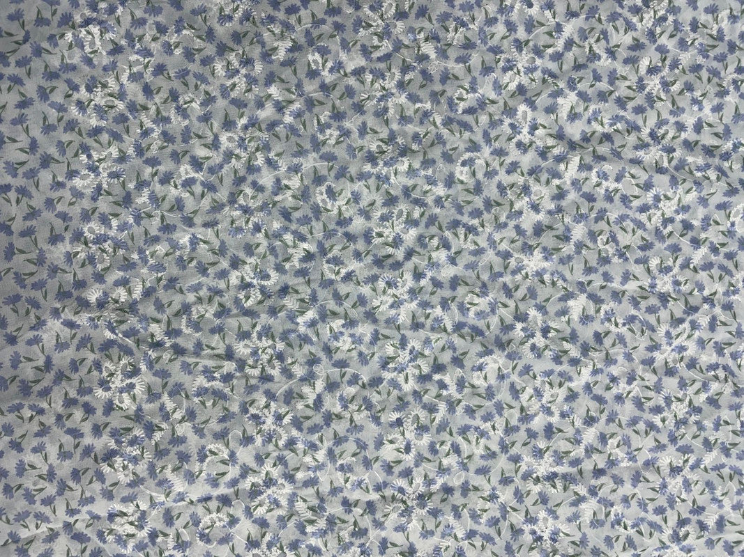 Light Lavender Floral Flat Embroiderd Chiffon Fabric - Kapda Shop
