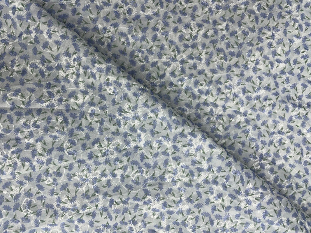 Light Lavender Floral Flat Embroiderd Chiffon Fabric - Kapda Shop