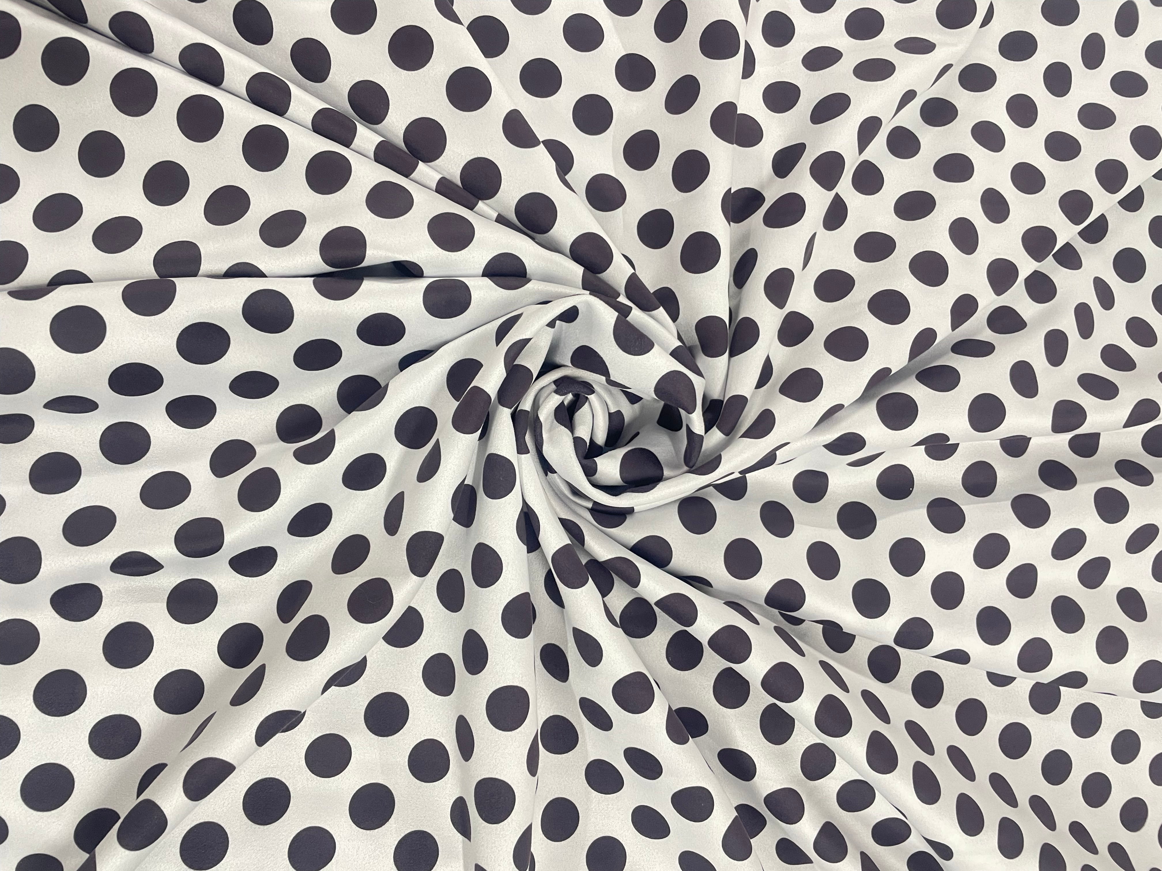 White Polka Dots Suede Fabric - Kapda Shop