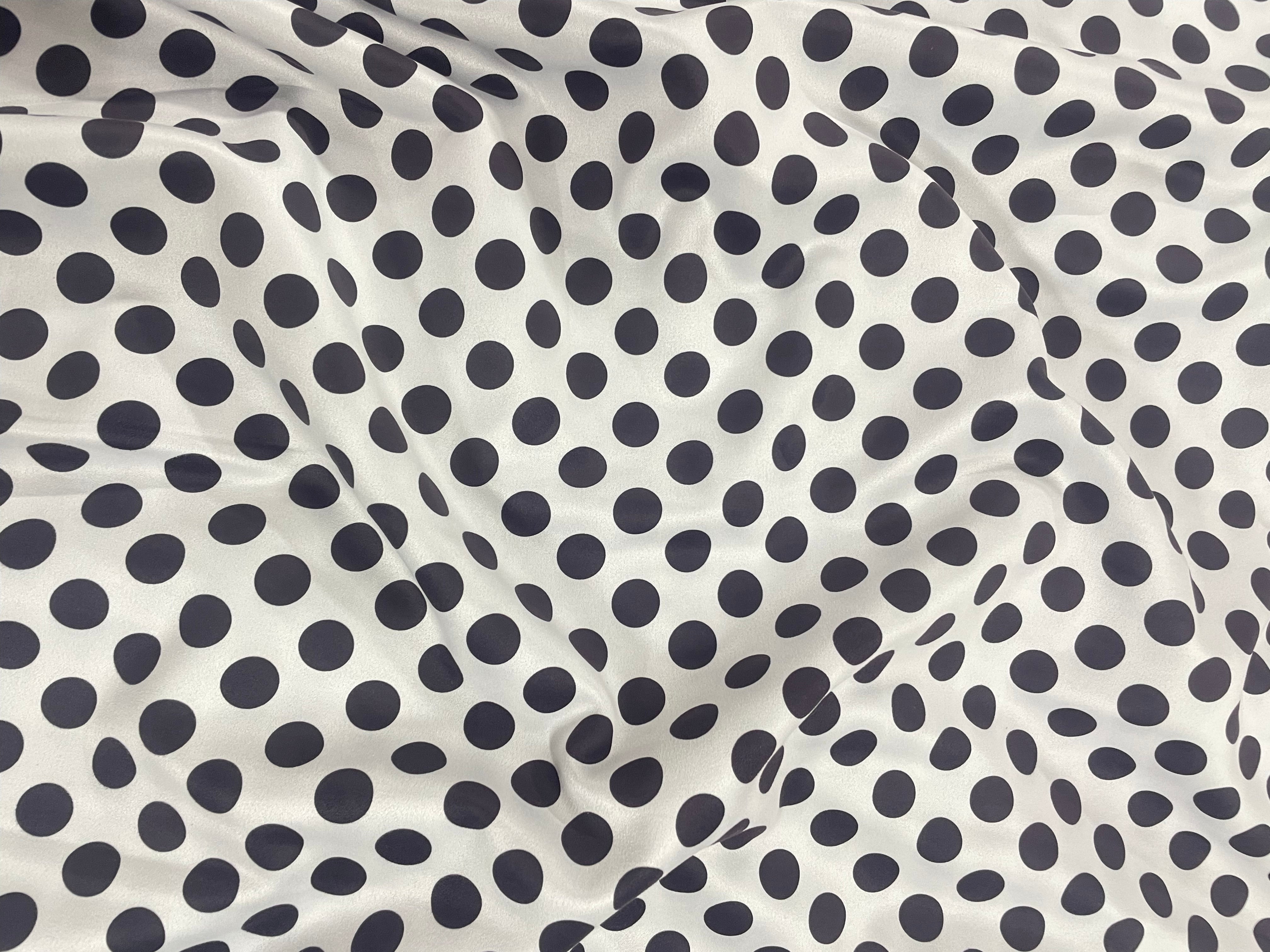 White Polka Dots Suede Fabric - Kapda Shop