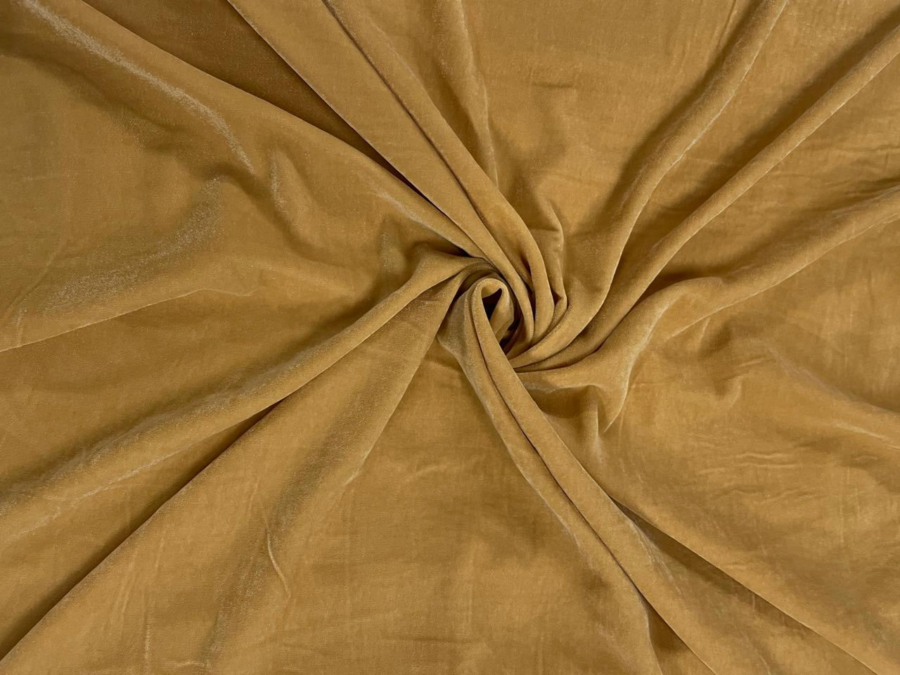 Dusty Yellow Plain Velvet Fabric - Kapda Shop