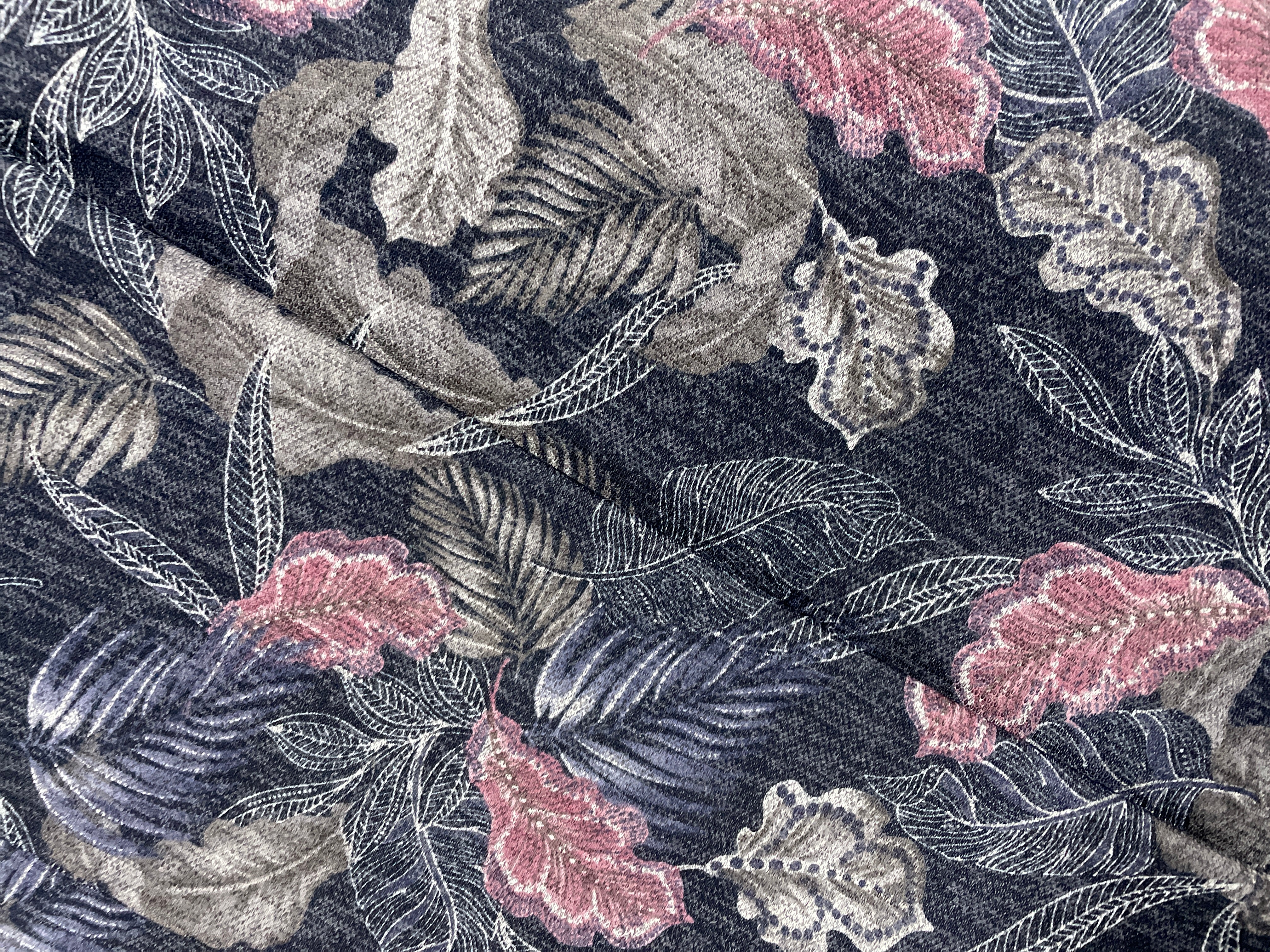 Navy Blue Onion Floral Karachi Lycra Fabric - Kapda Shop