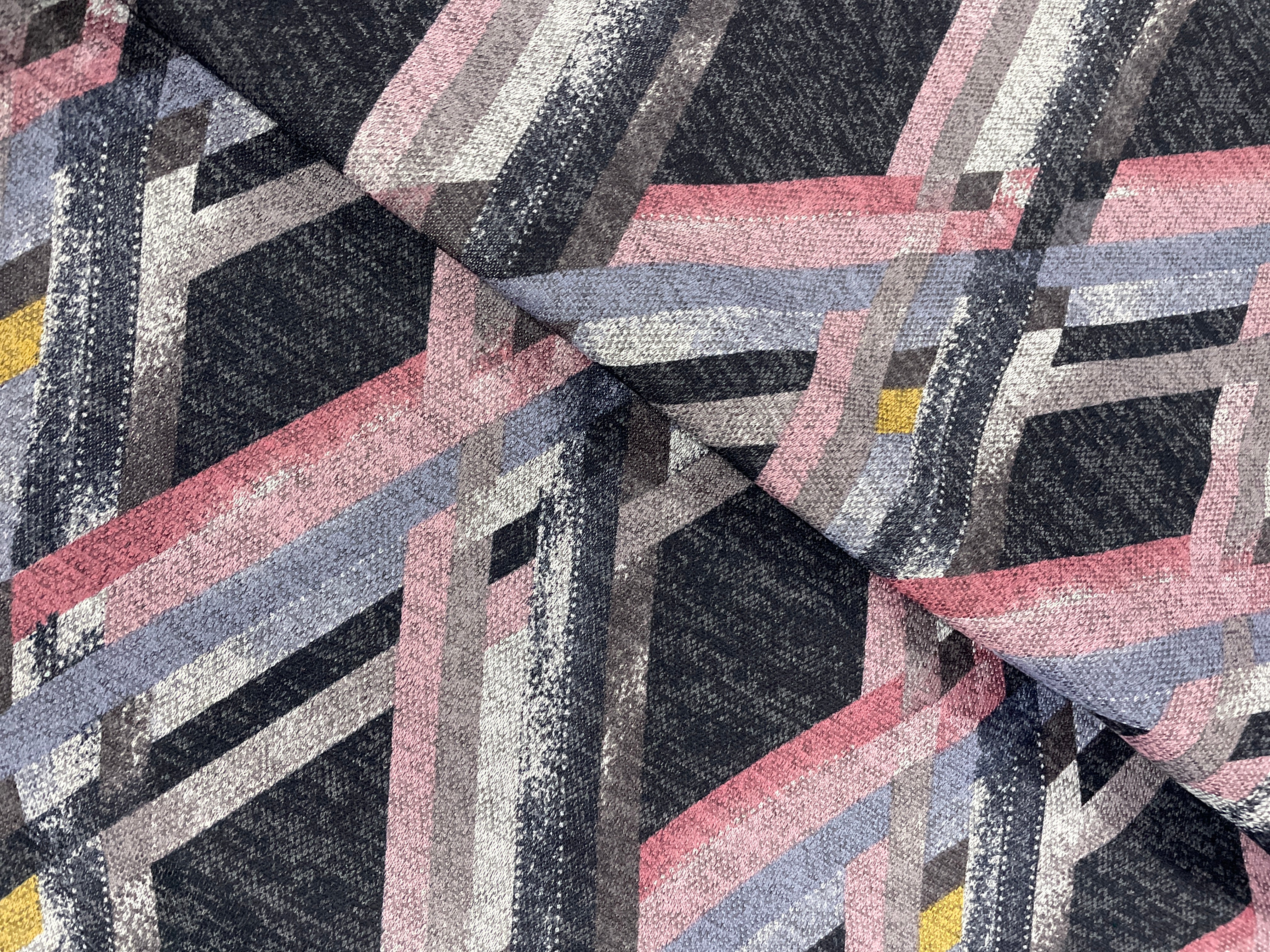 Pink Multicolor Chevron Floral Karachi Lycra Fabric - Kapda Shop