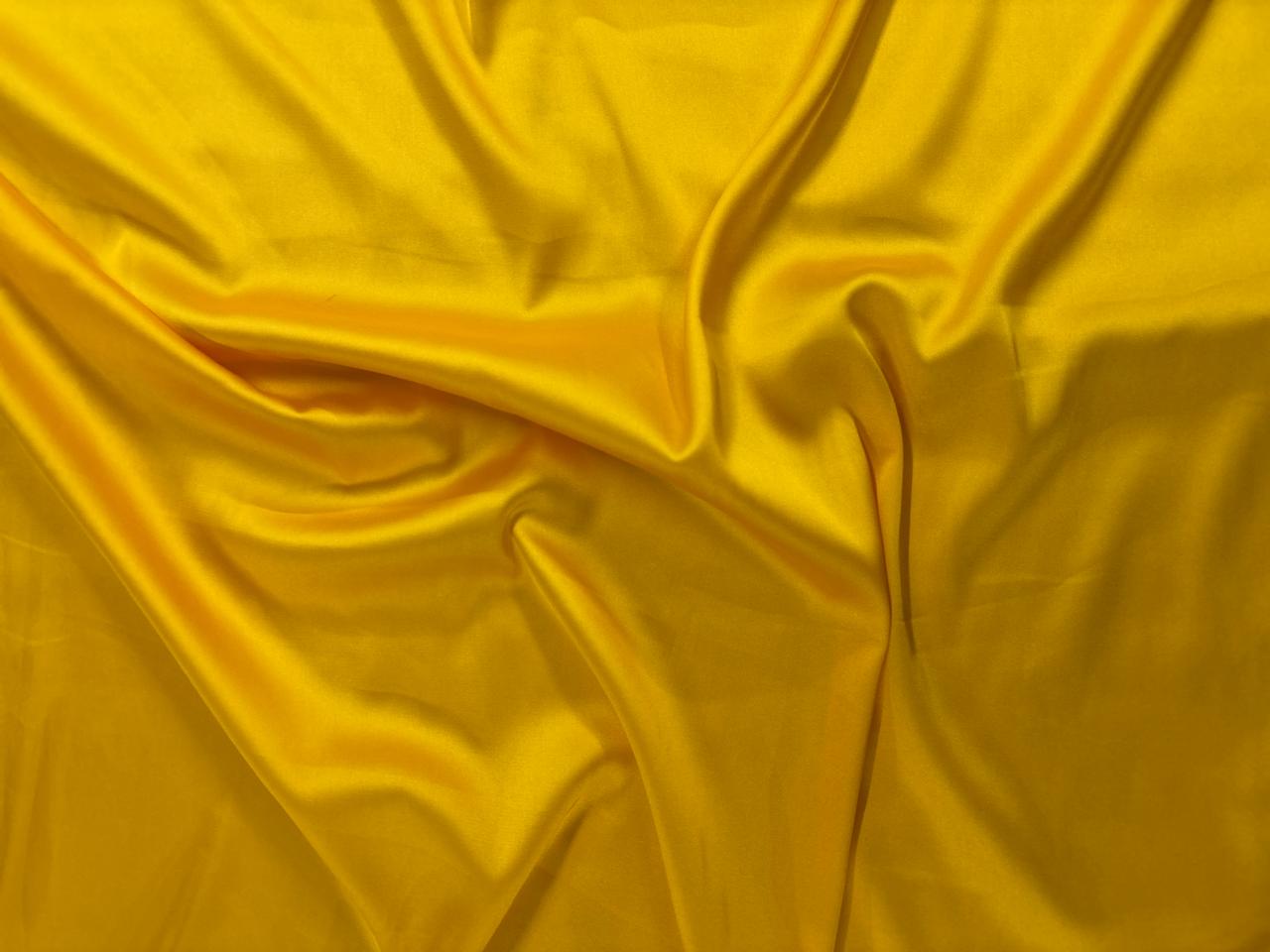 Yellow Plain Armani Satin Lycra Fabric - Kapda Shop