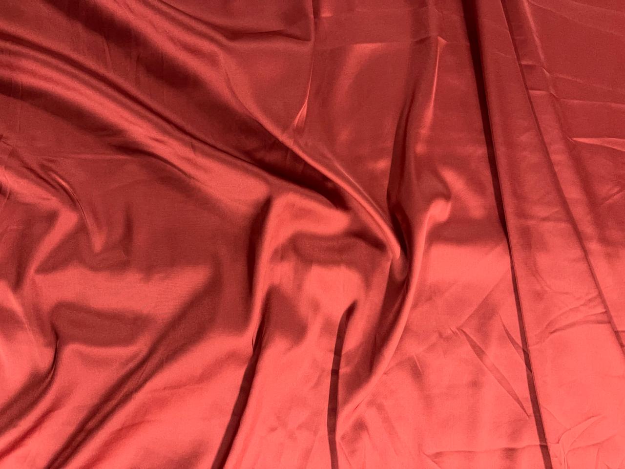 Rust Red Plain Armani Satin Lycra Fabric - Kapda Shop