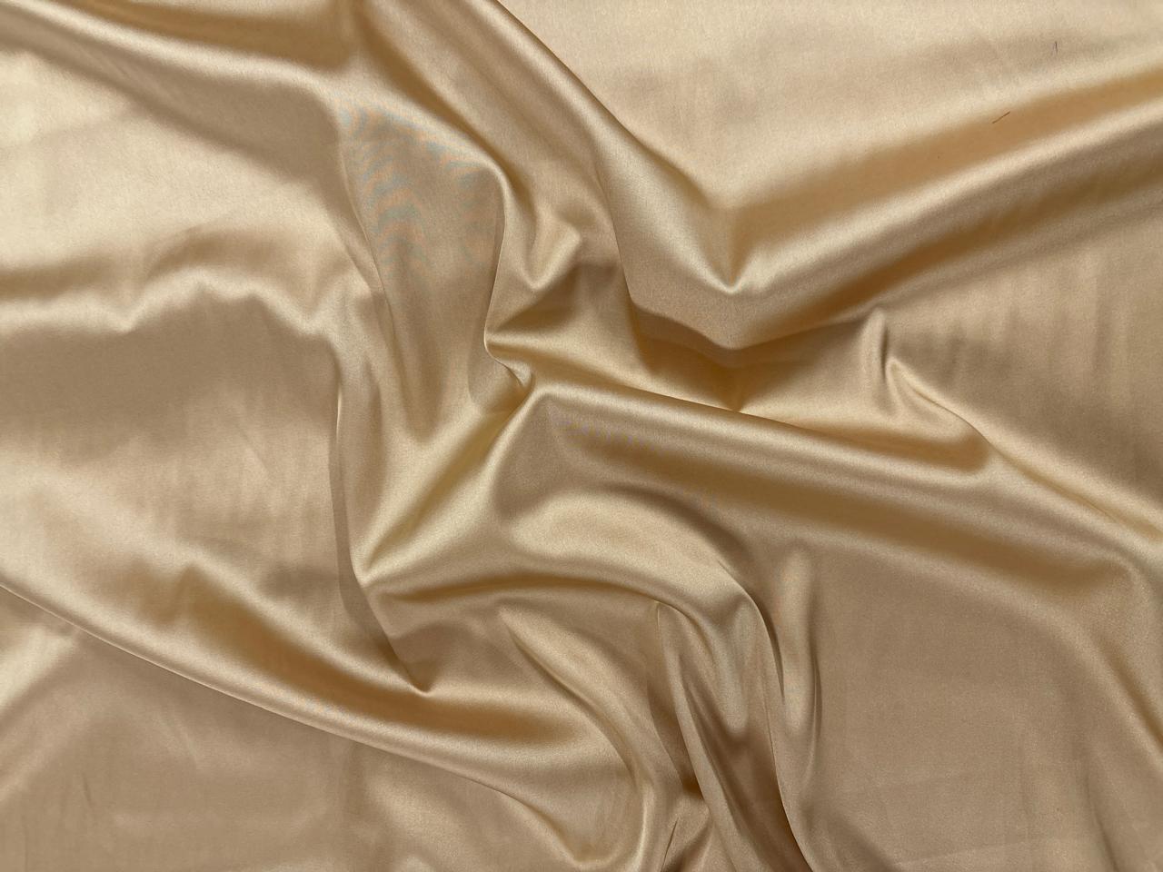 Light Gold Plain Armani Satin Lycra Fabric - Kapda Shop