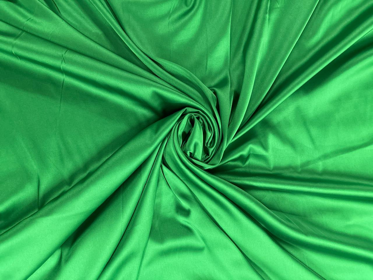 Green Plain Armani Satin Lycra Fabric - Kapda Shop