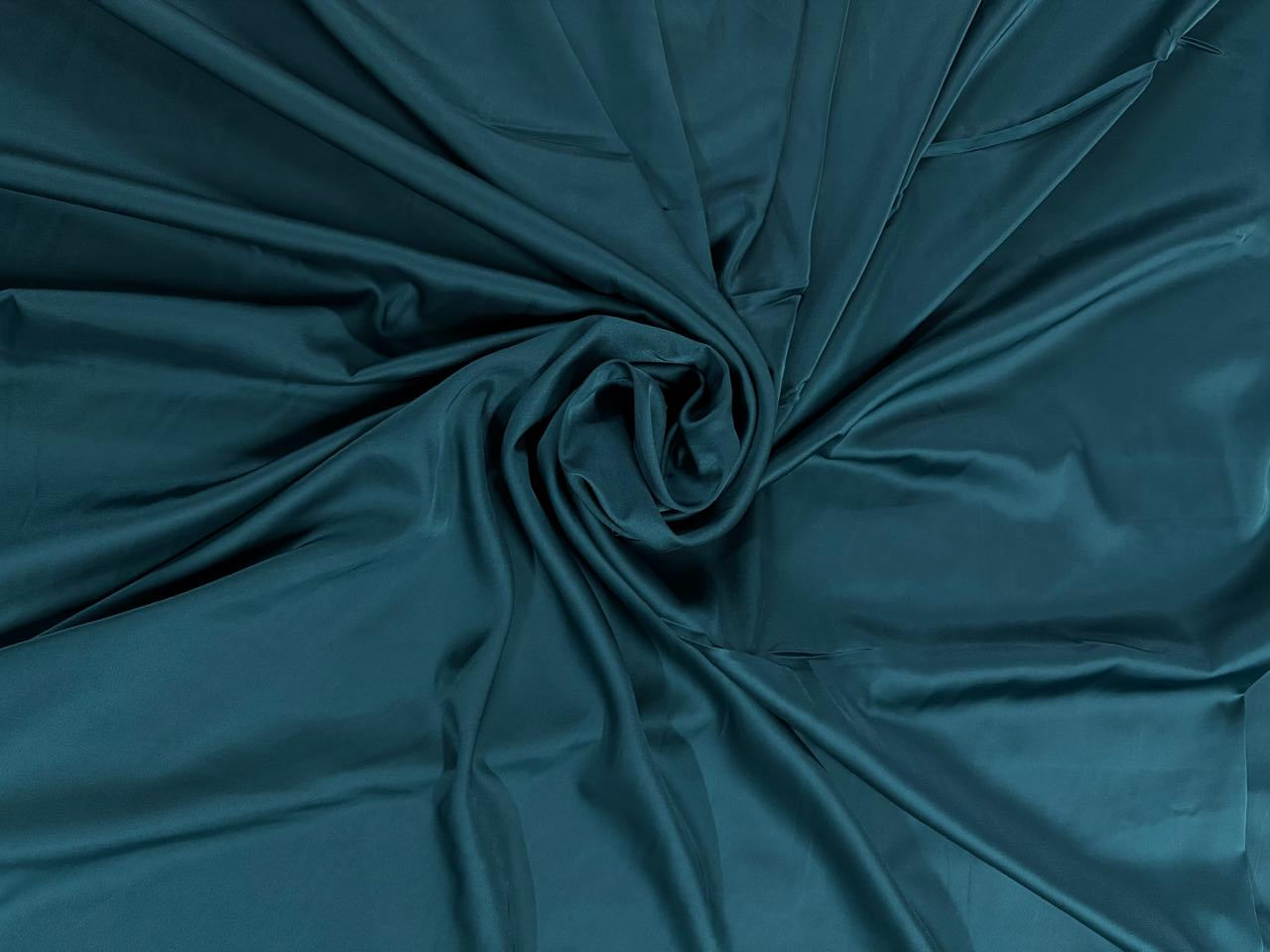 Teal Blue Plain Armani Satin Lycra Fabric - Kapda Shop