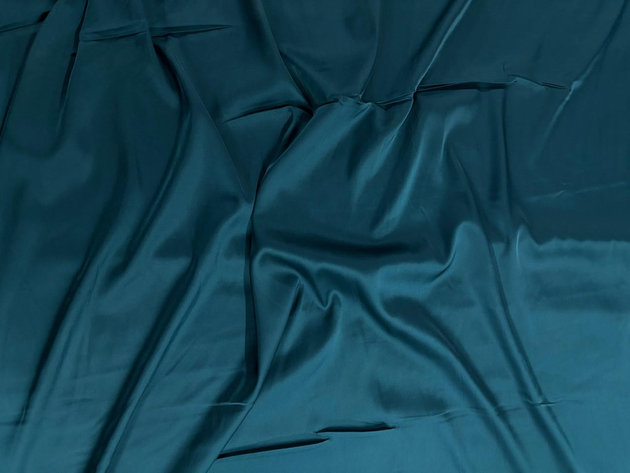 Teal Blue Plain Armani Satin Lycra Fabric - Kapda Shop