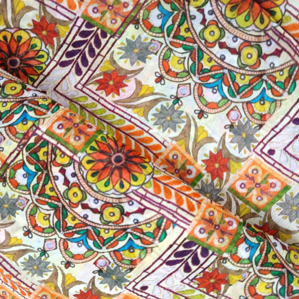 Multicolor Abstract Chiffon Fabric - Kapda Shop