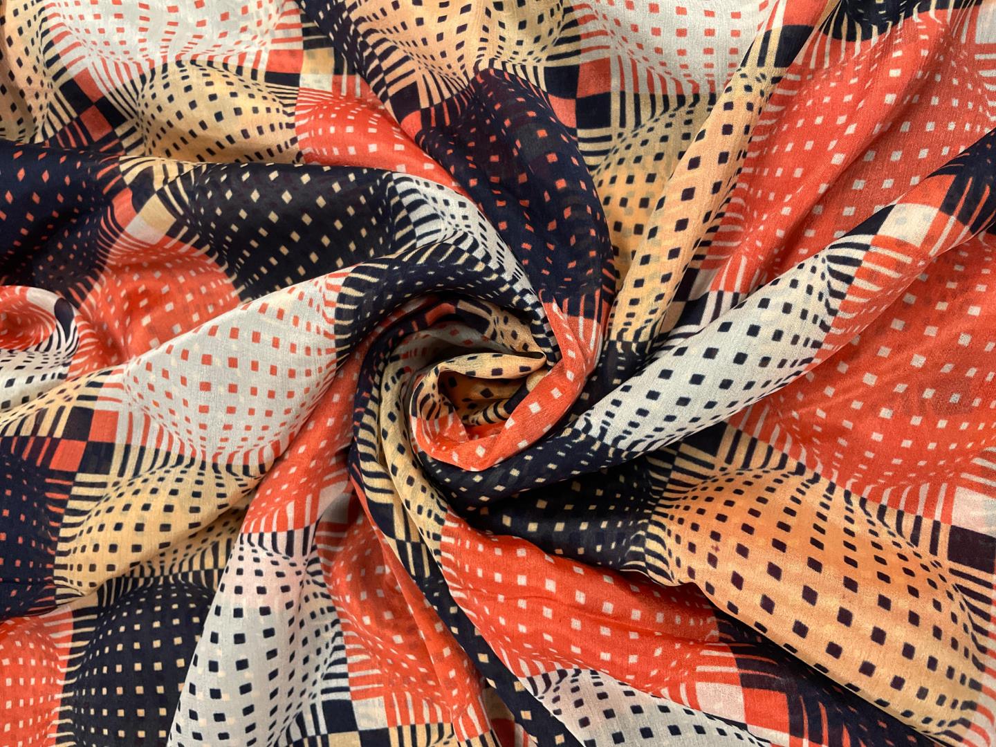 Multicolor Abstract Chiffon Fabric - Kapda Shop