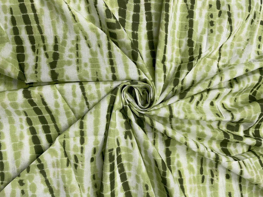Light Green Stripes Shibori Cotton Fabric - Kapda Shop