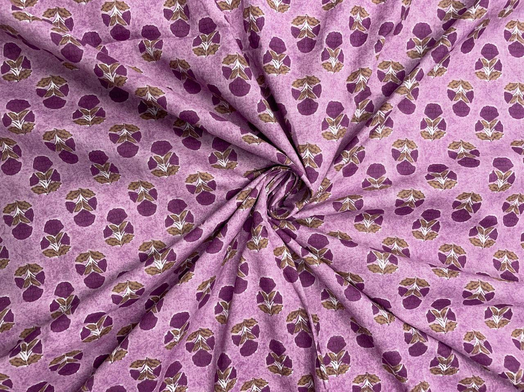 Light Purple Floral Cotton Fabric - Kapda Shop