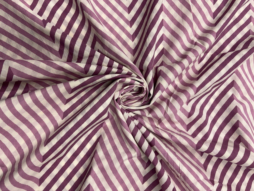 Light Purple White Chevron Cotton Fabric - Kapda Shop