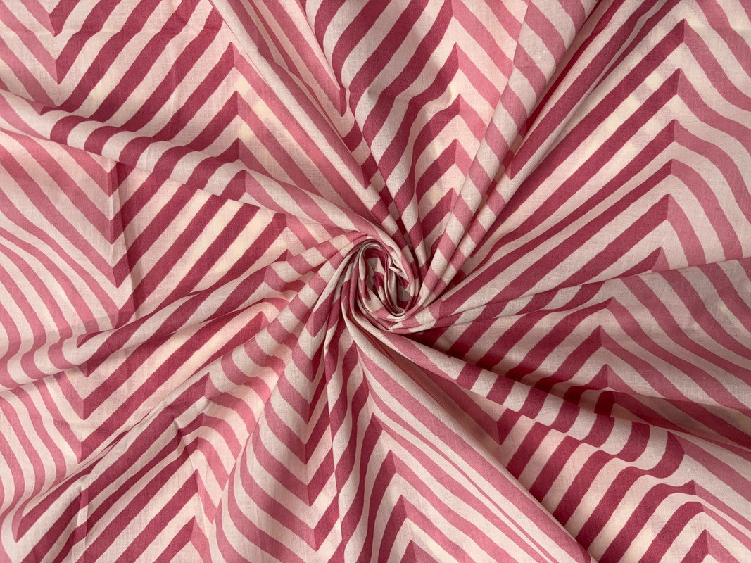 Onion Peach & White Chevron Cotton Fabric - Kapda Shop