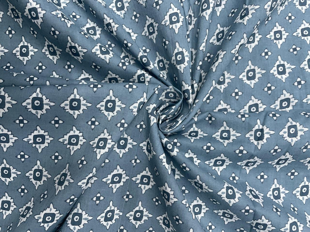 Grey Abstract Cotton Cambric Fabric - Kapda Shop