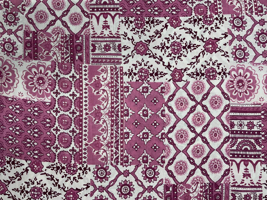 Pink Geometric Cotton Cambric Fabric - Kapda Shop