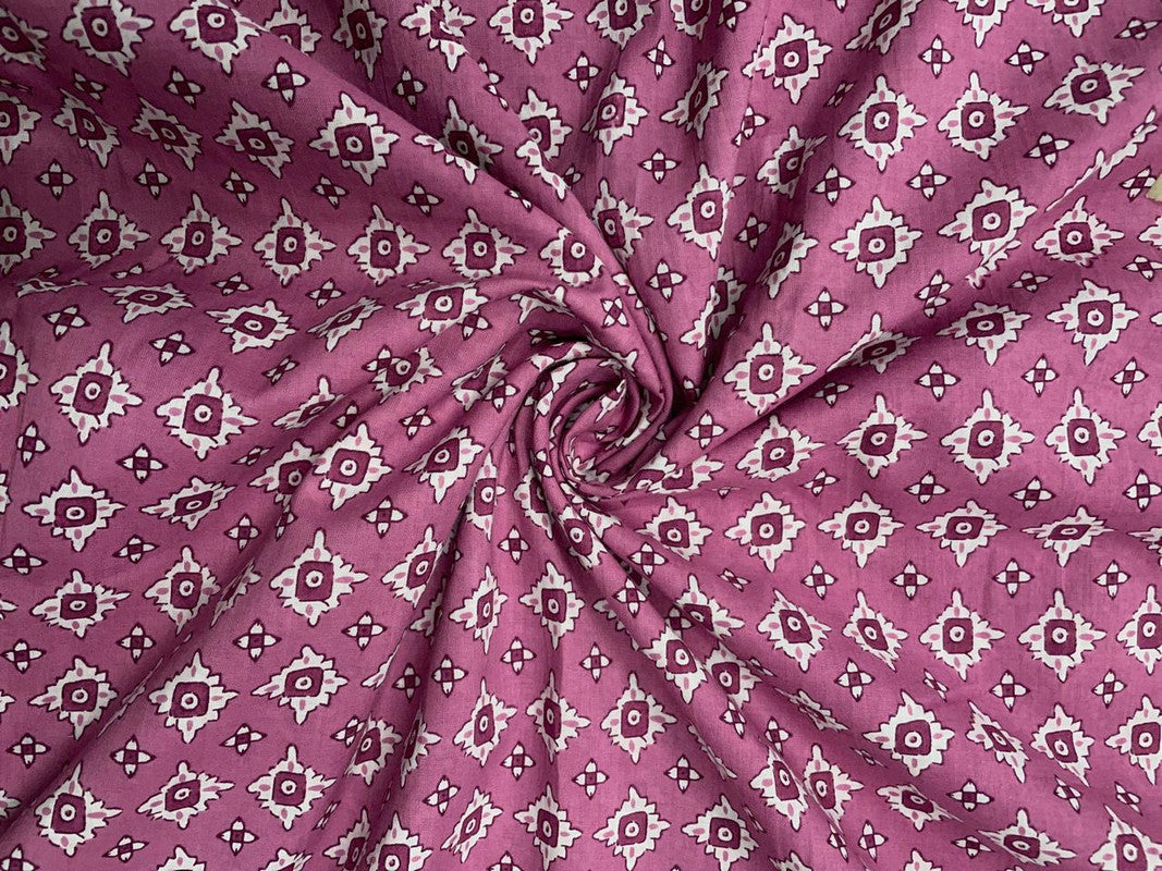 Pink Abstract Cotton Cambric Fabric - Kapda Shop