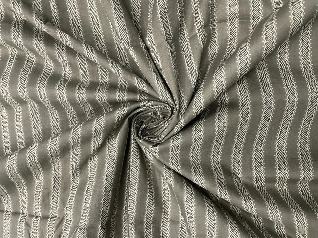 Grey Stripes Cotton Cambric Fabric - Kapda Shop