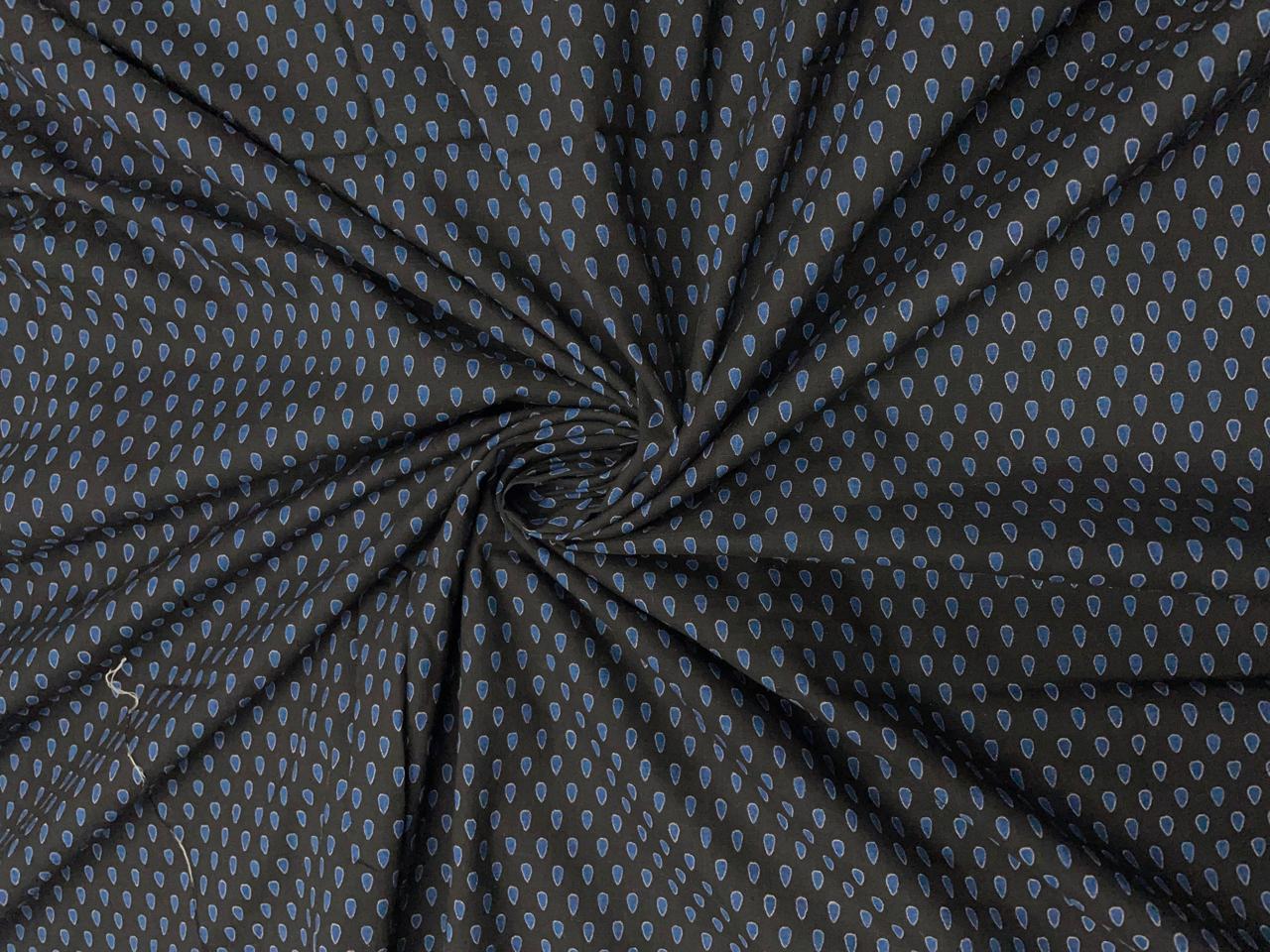 Black & Blue Abstract Cotton Cambric Fabric - Kapda Shop