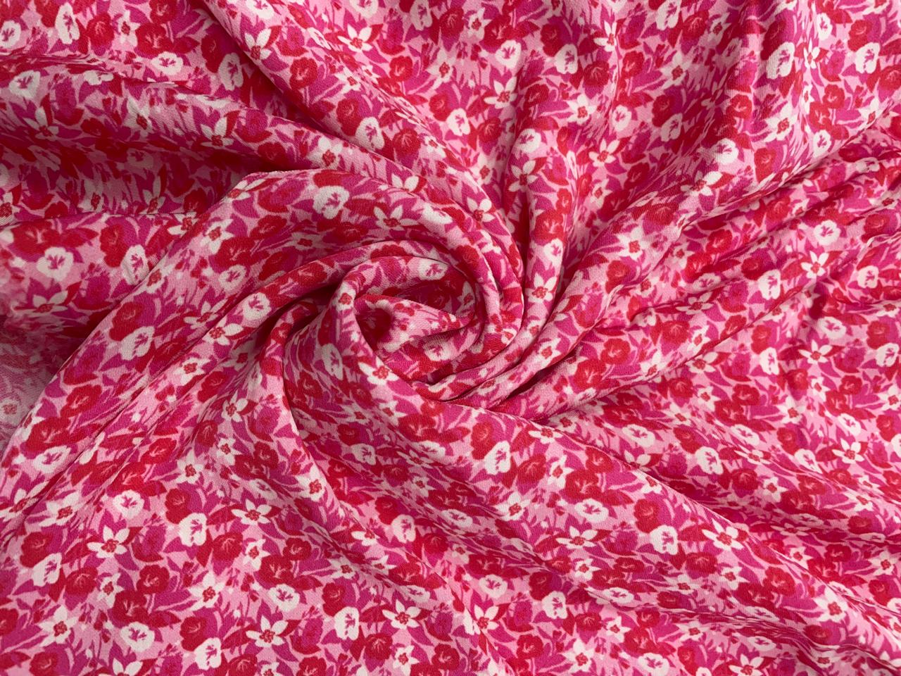 Pink Floral Double Georgette Fabric - Kapda Shop