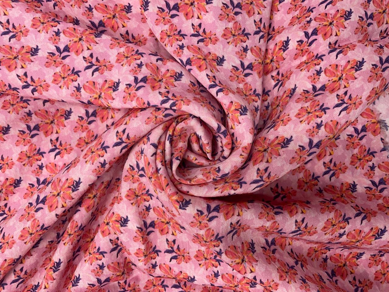 Baby Pink Floral Double Georgette Fabric - Kapda Shop