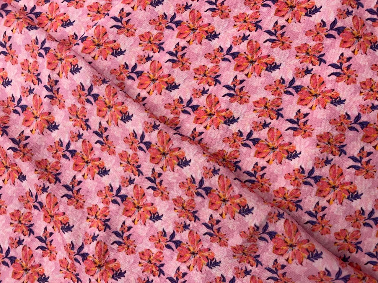 Baby Pink Floral Double Georgette Fabric - Kapda Shop