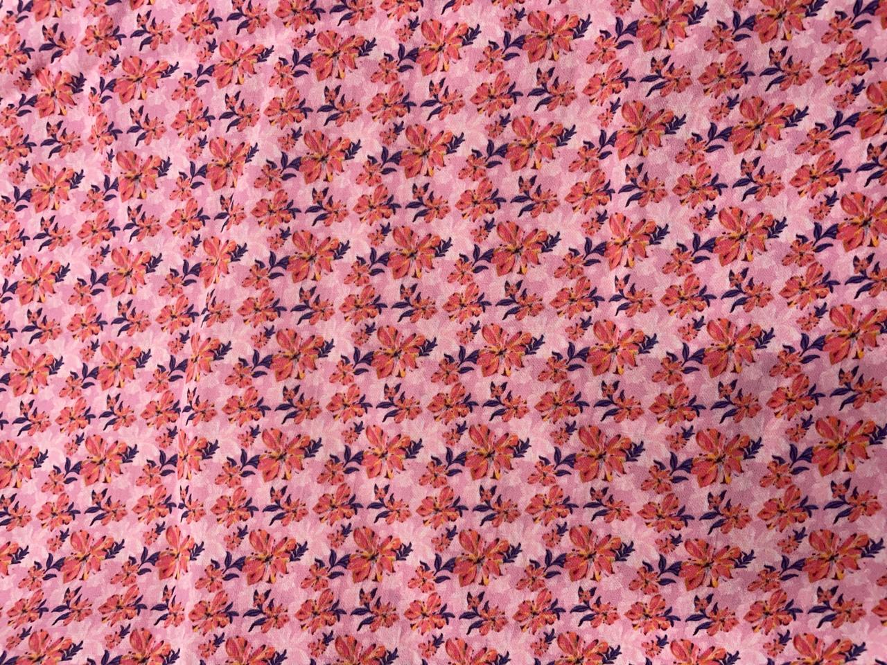 Baby Pink Floral Double Georgette Fabric - Kapda Shop