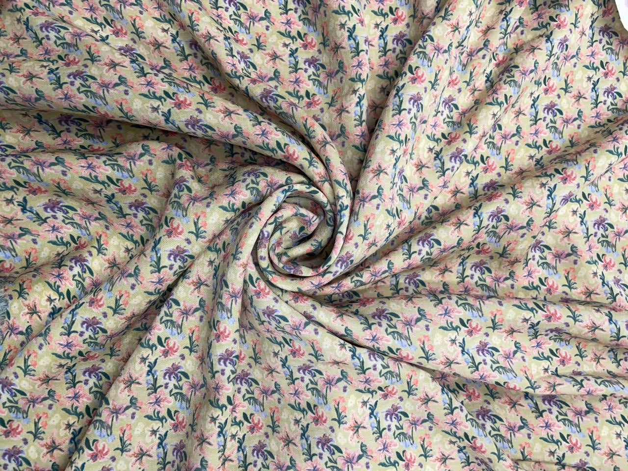 Pista Floral Double Georgette Fabric - Kapda Shop