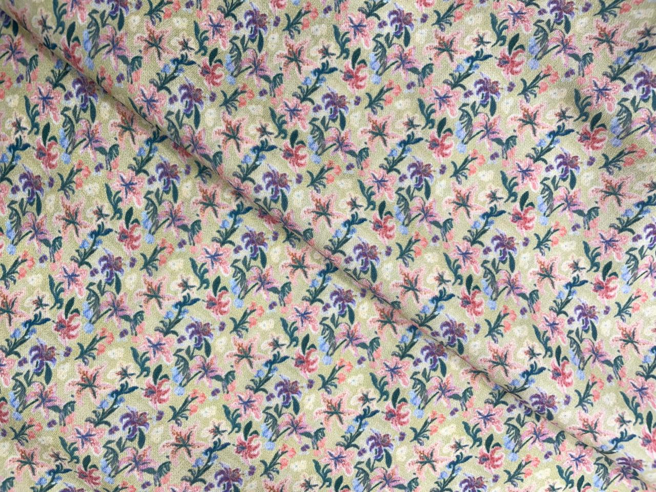 Pista Floral Double Georgette Fabric - Kapda Shop