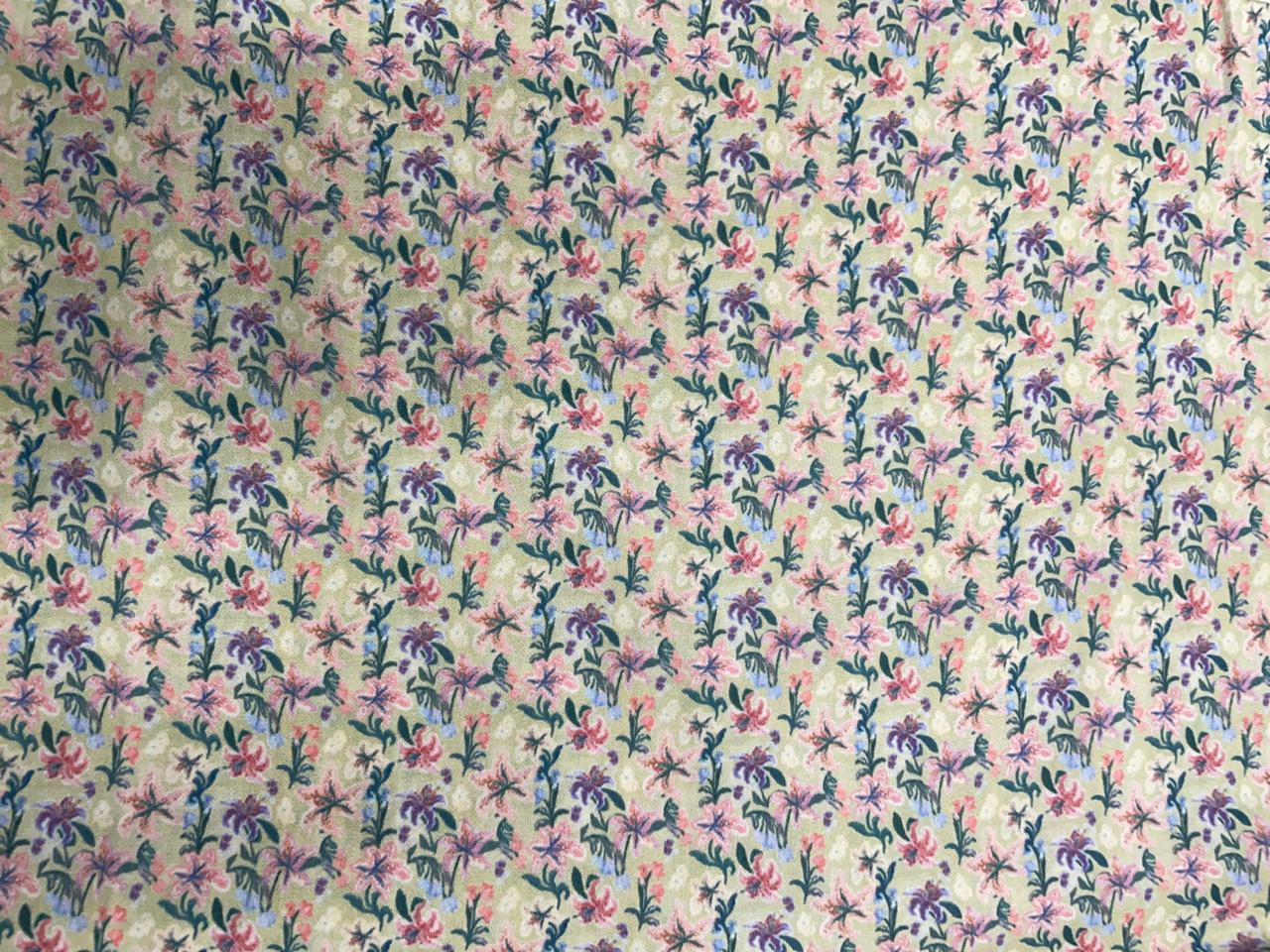 Pista Floral Double Georgette Fabric - Kapda Shop