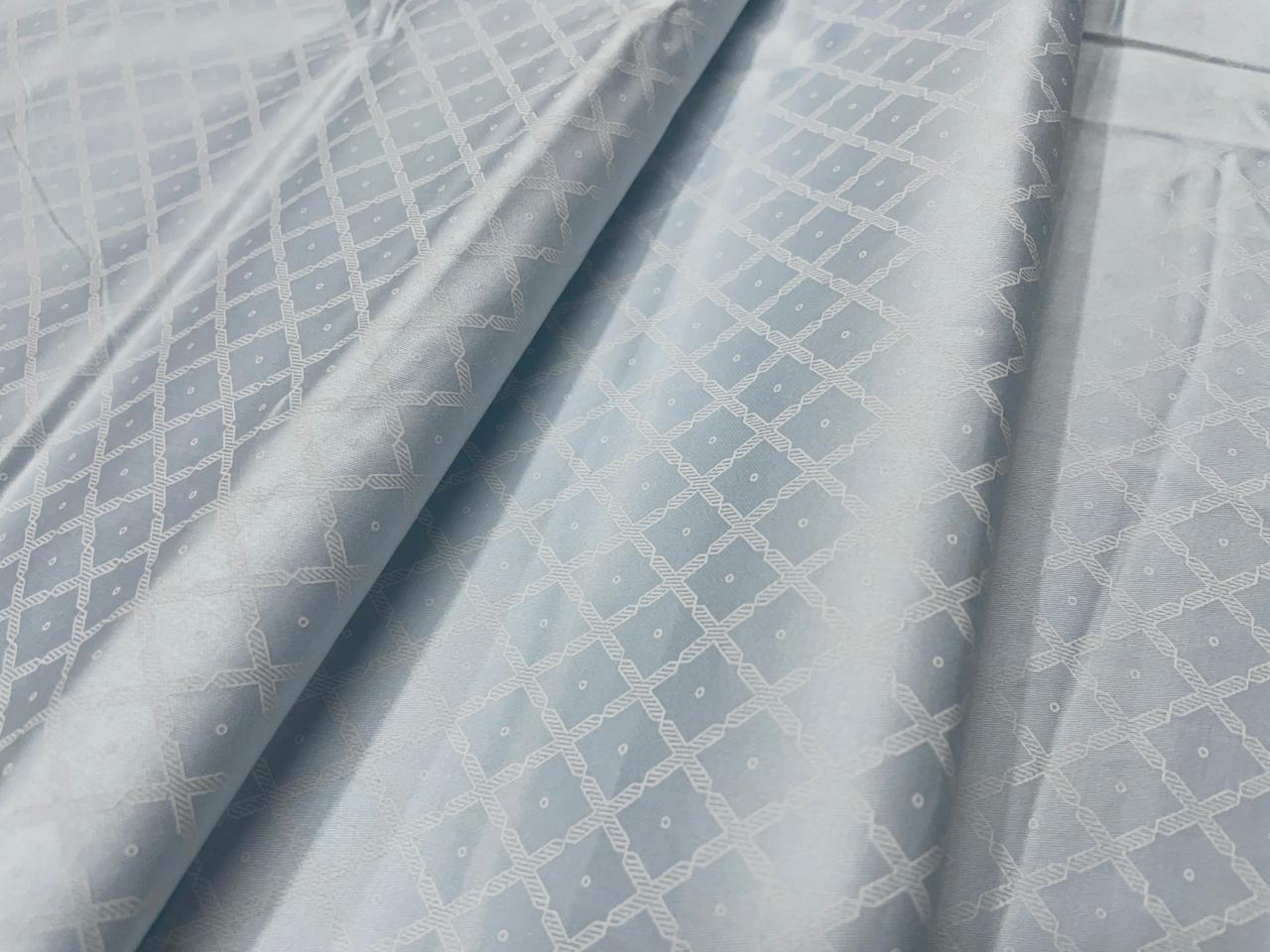 Sky Blue Geometric Giza Pure Cotton Shirting Fabric - Kapda Shop
