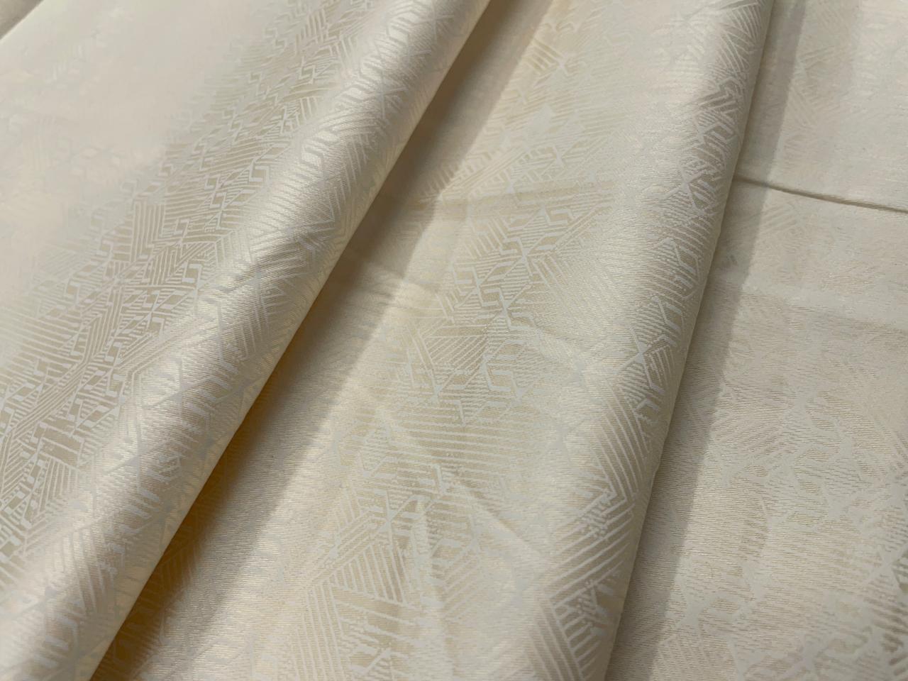 Cream Abstract Giza Pure Cotton Shirting Fabric - Kapda Shop