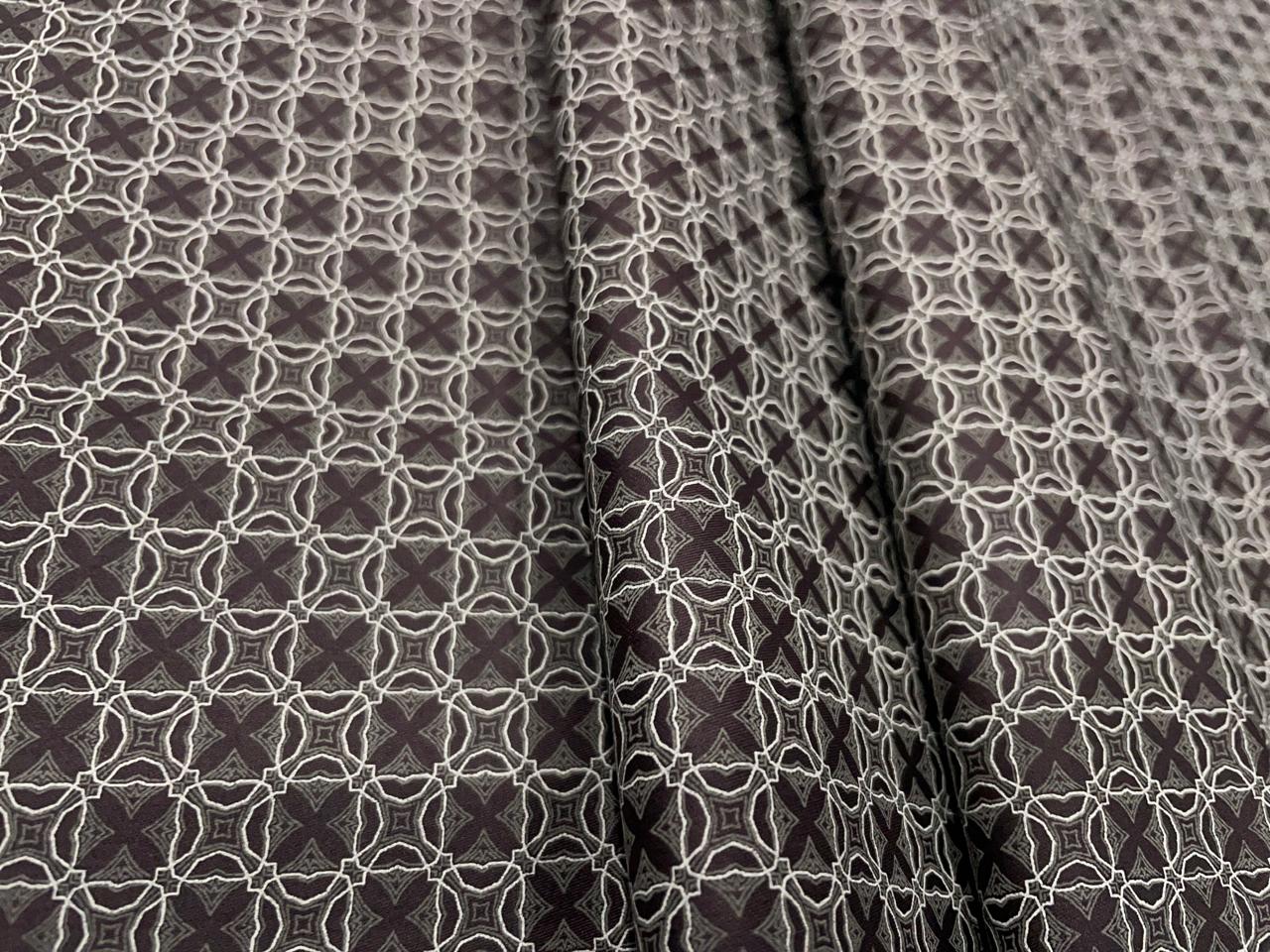 Dark Brown Geometric Giza Pure Cotton Shirting Fabric - Kapda Shop