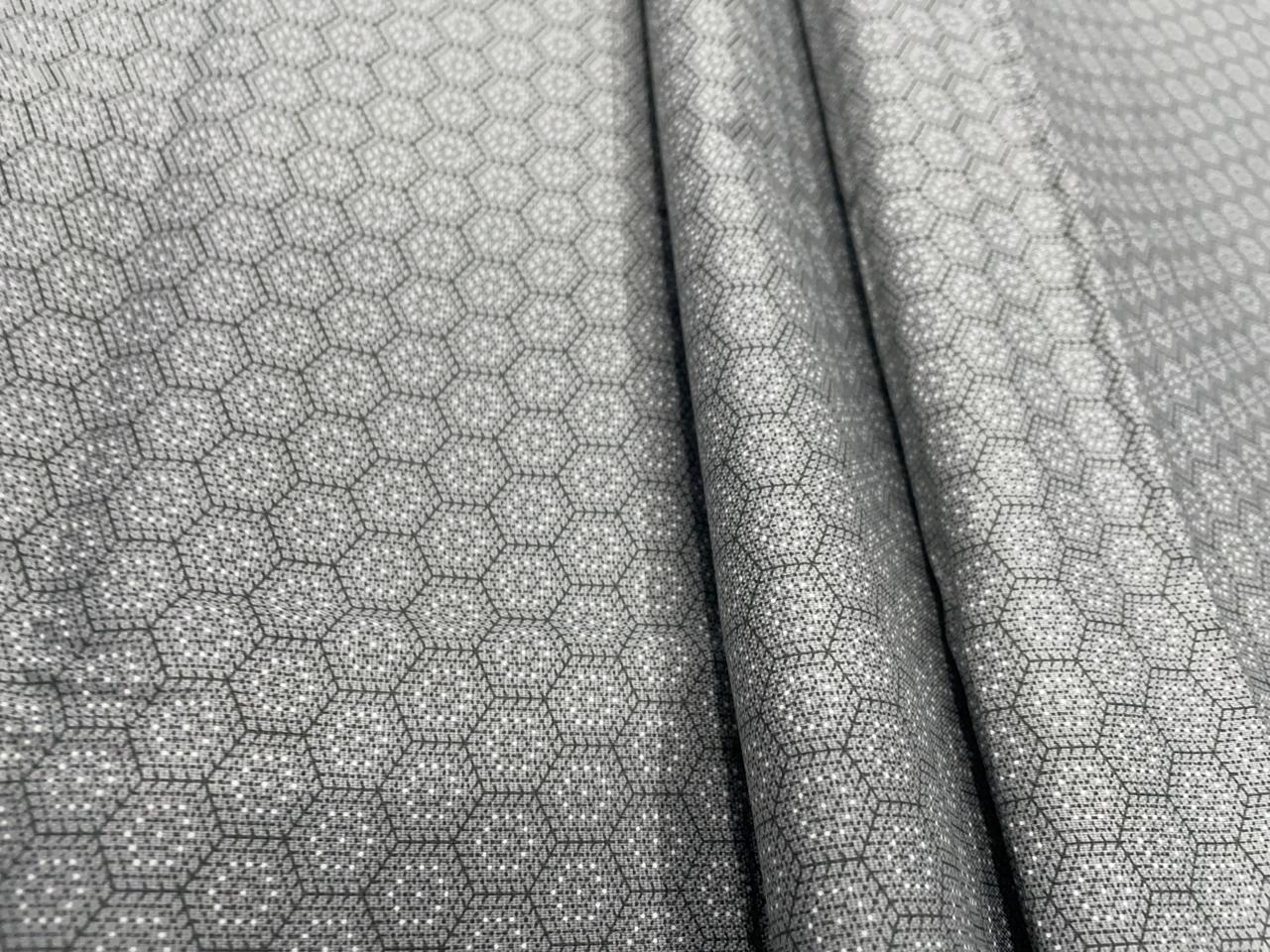 Grey Geometric Giza Pure Cotton Shirting Fabric - Kapda Shop