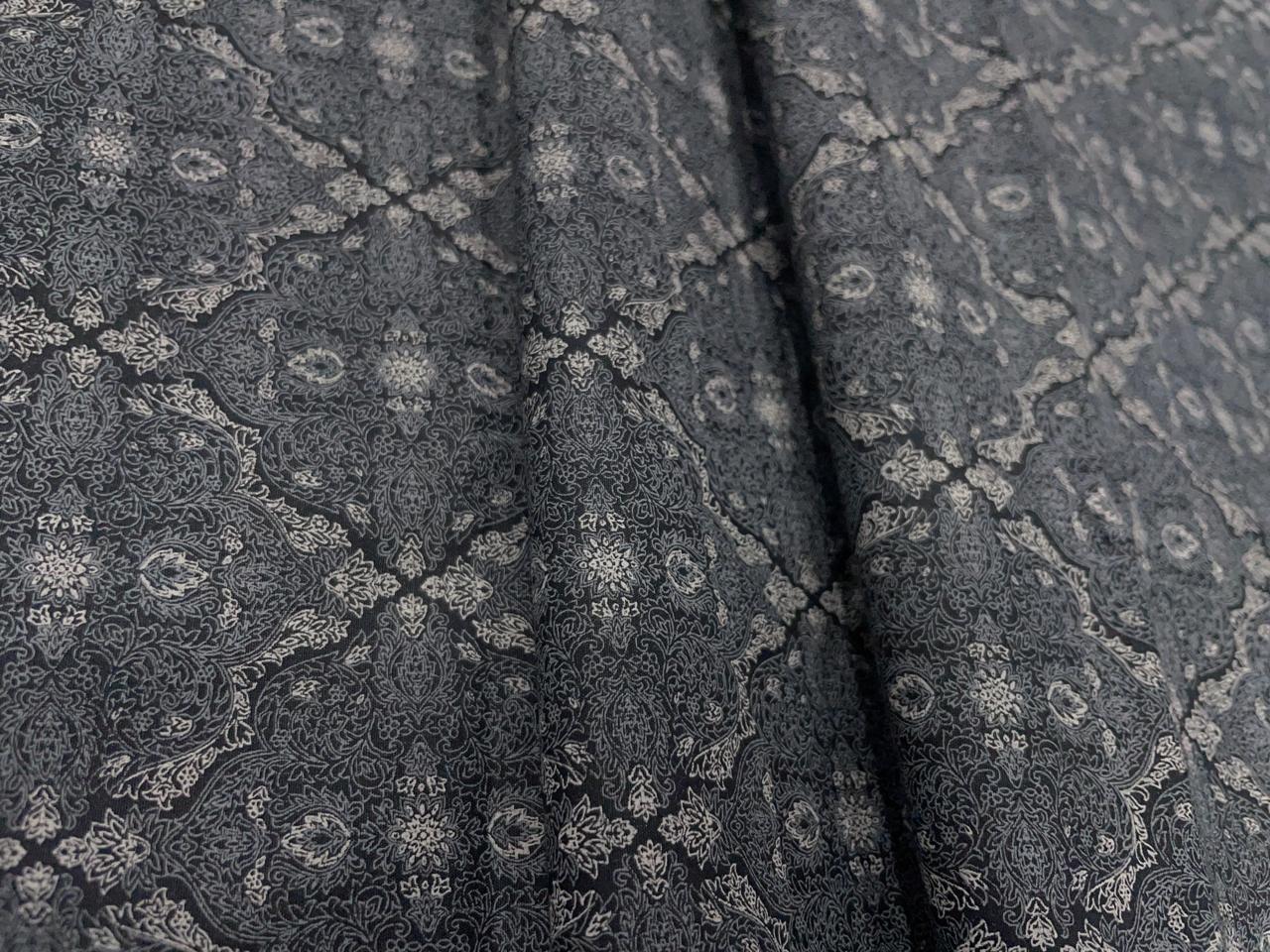 Black Abstract Giza Pure Cotton Shirting Fabric - Kapda Shop