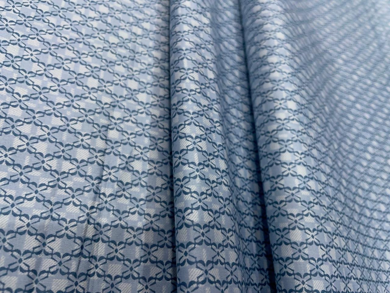 Light Blue Abstract Giza Pure Cotton Shirting Fabric - Kapda Shop