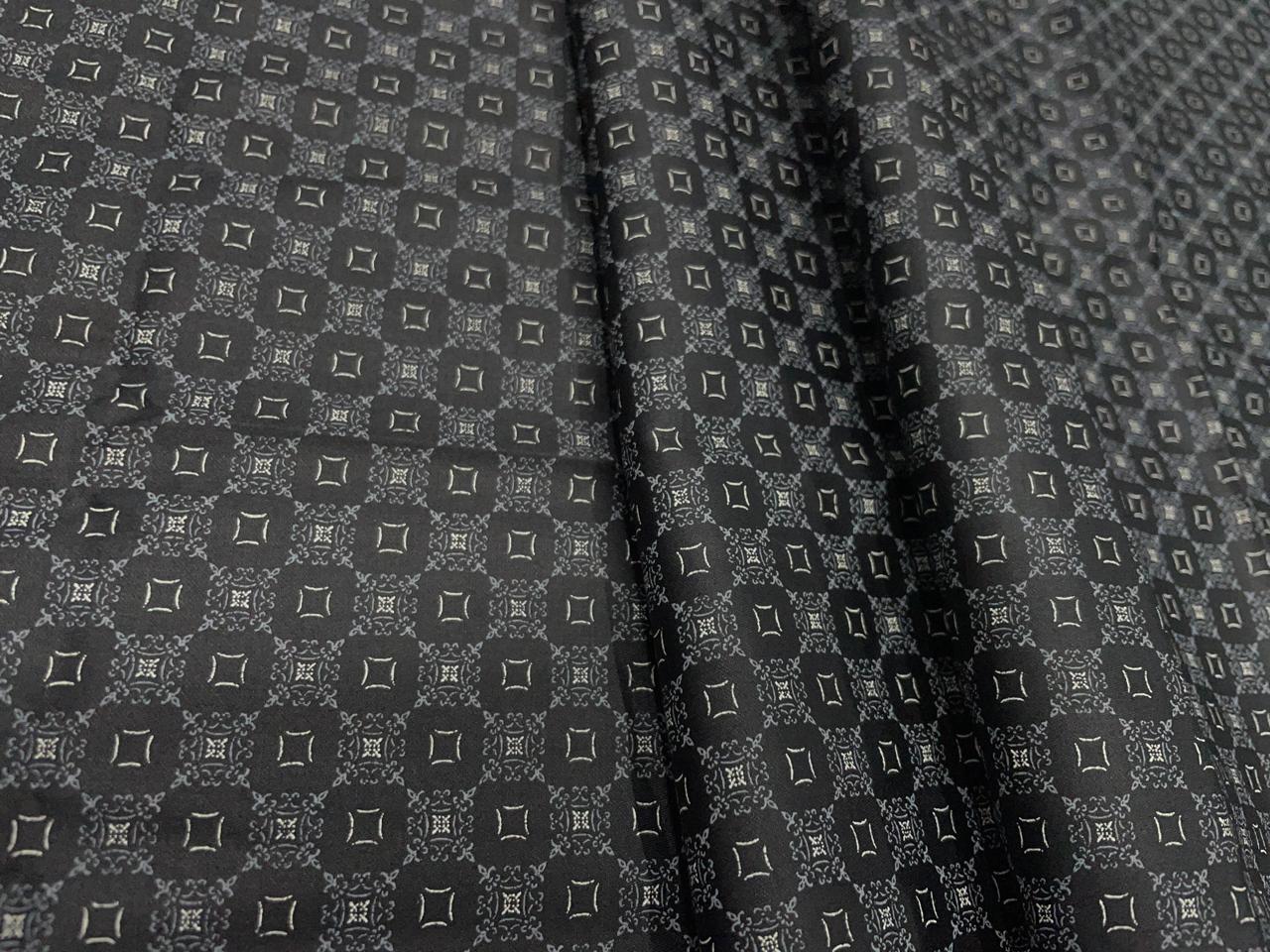 Black Geometric Giza Pure Cotton Shirting Fabric - Kapda Shop