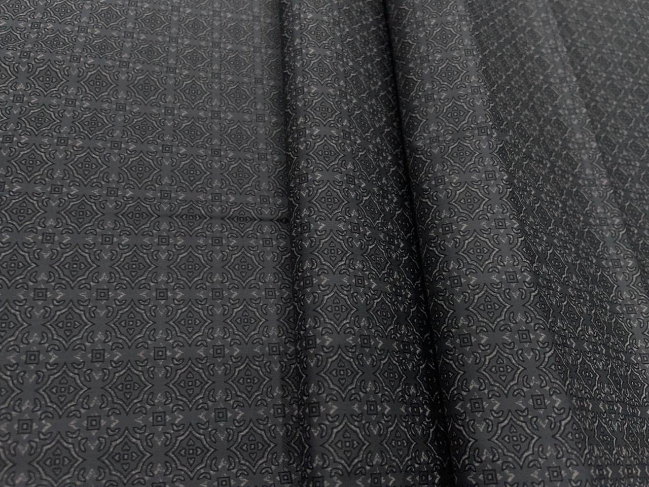 Dark Grey Geometric Giza Pure Cotton Shirting Fabric - Kapda Shop