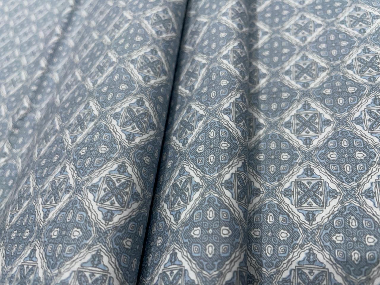 White Abstract Giza Pure Cotton Shirting Fabric - Kapda Shop