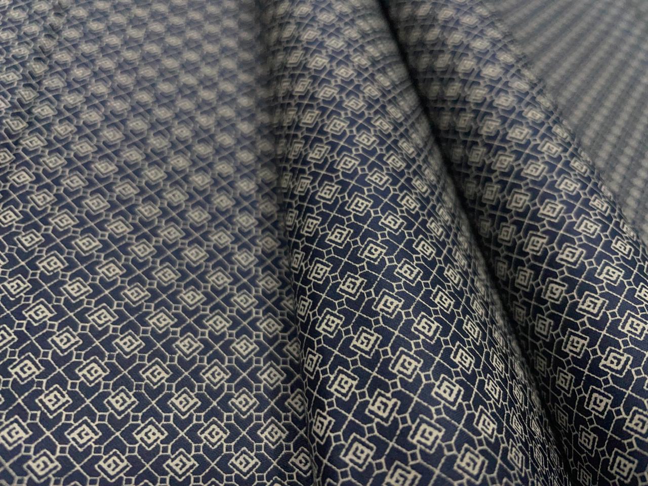 Black Geometric Giza Pure Cotton Shirting Fabric - Kapda Shop