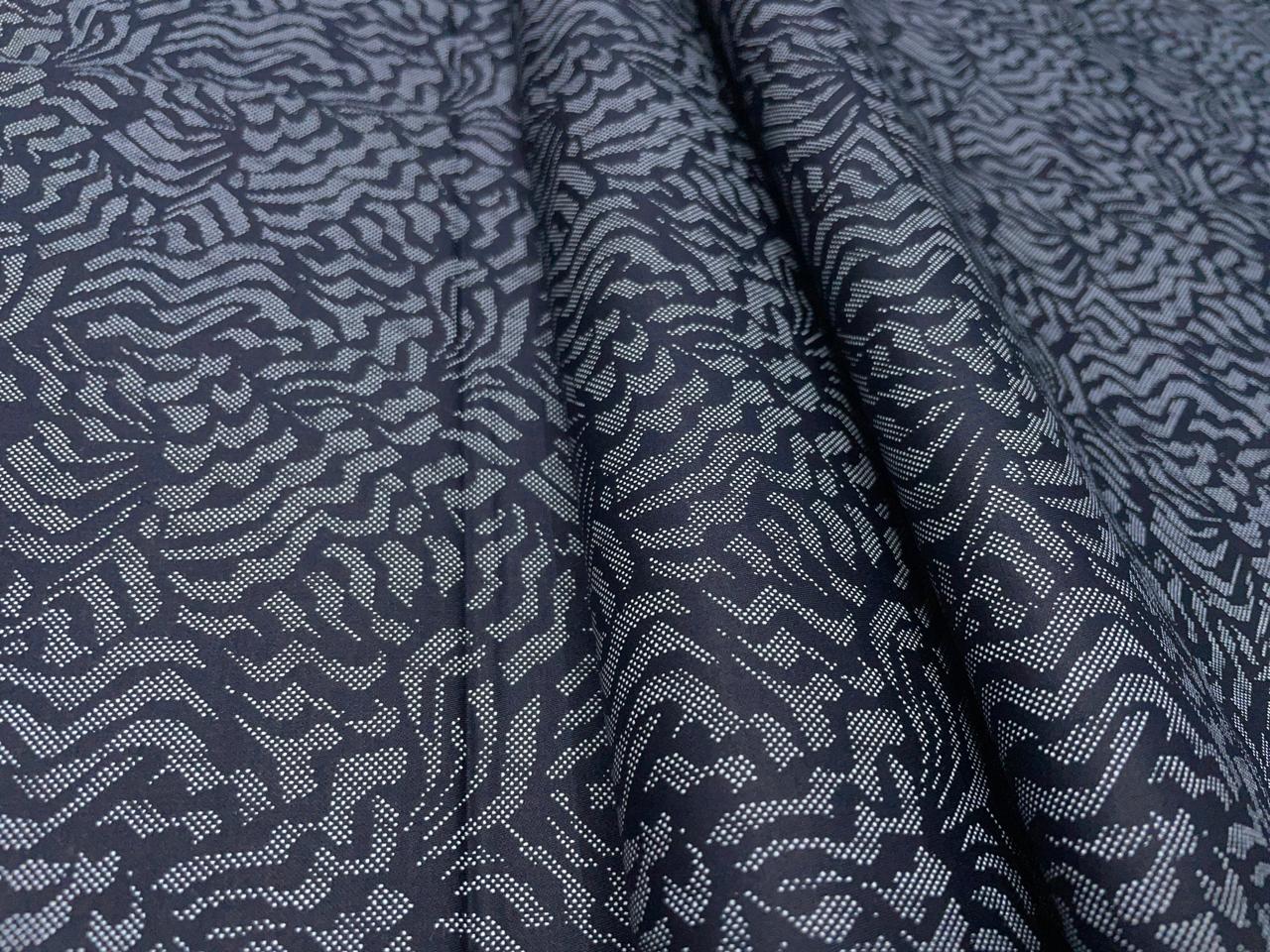 Navy Blue Abstract Giza Pure Cotton Shirting Fabric - Kapda Shop