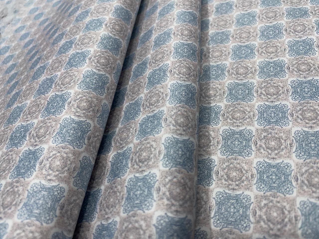 White Peach Geometric Giza Pure Cotton Shirting Fabric - Kapda Shop