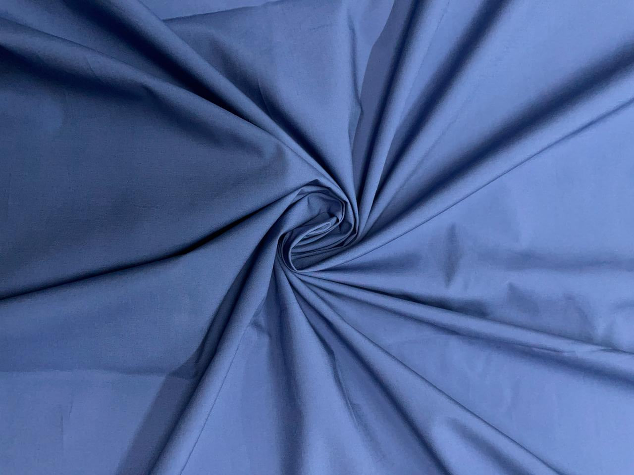 Steel Blue Plain Dyed Poplin Fabric - Kapda Shop