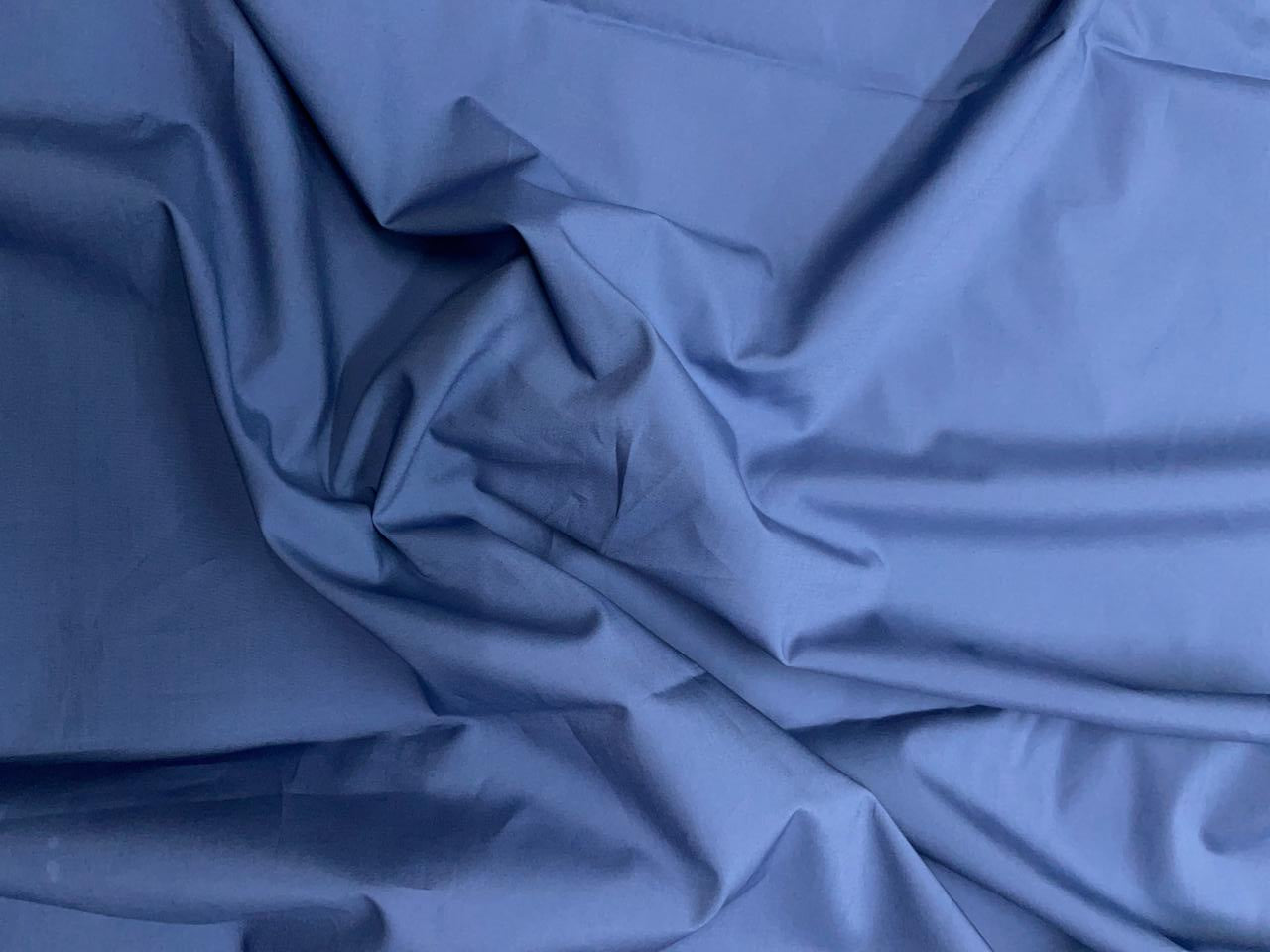 Steel Blue Plain Dyed Poplin Fabric - Kapda Shop