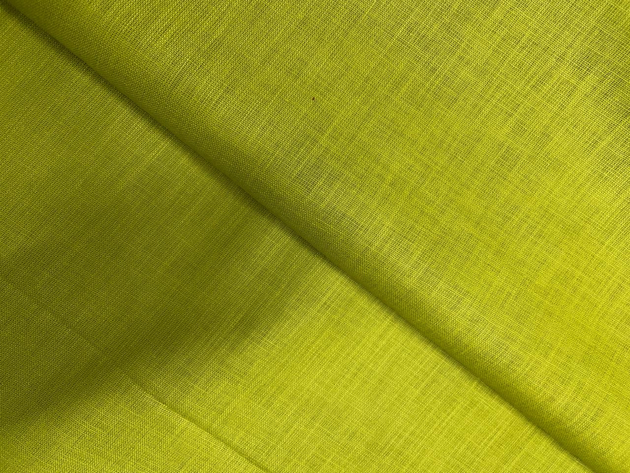 Parrot Green Plain Pure Linen Fabric - 40 Lea (N161 ) - Kapda Shop